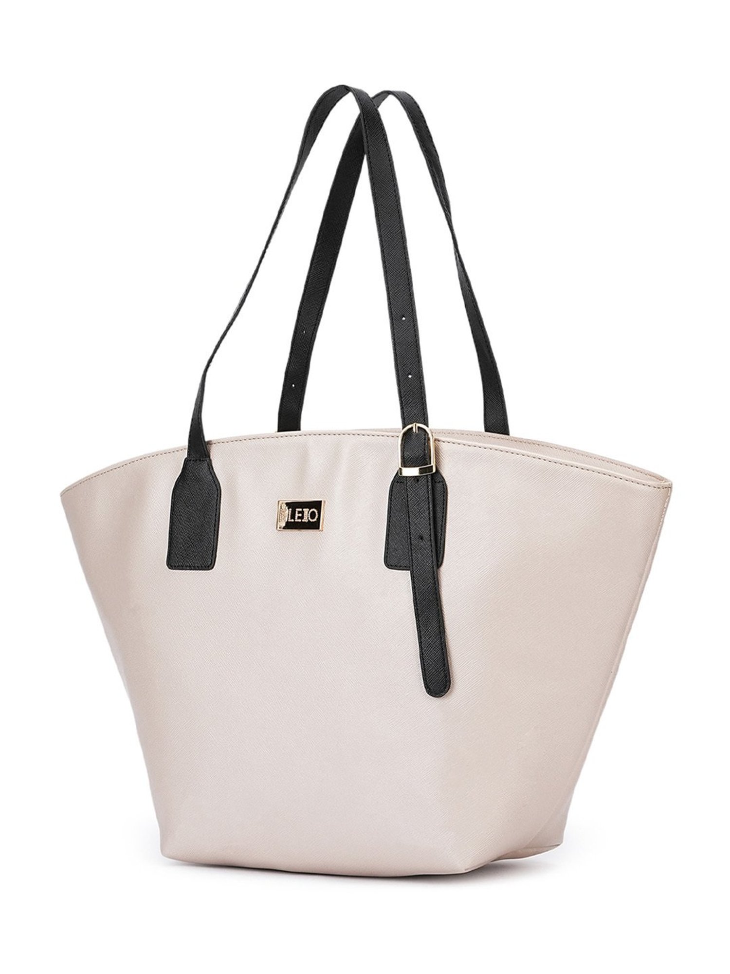 KLEIO Beige Large Leather Tote Handbag