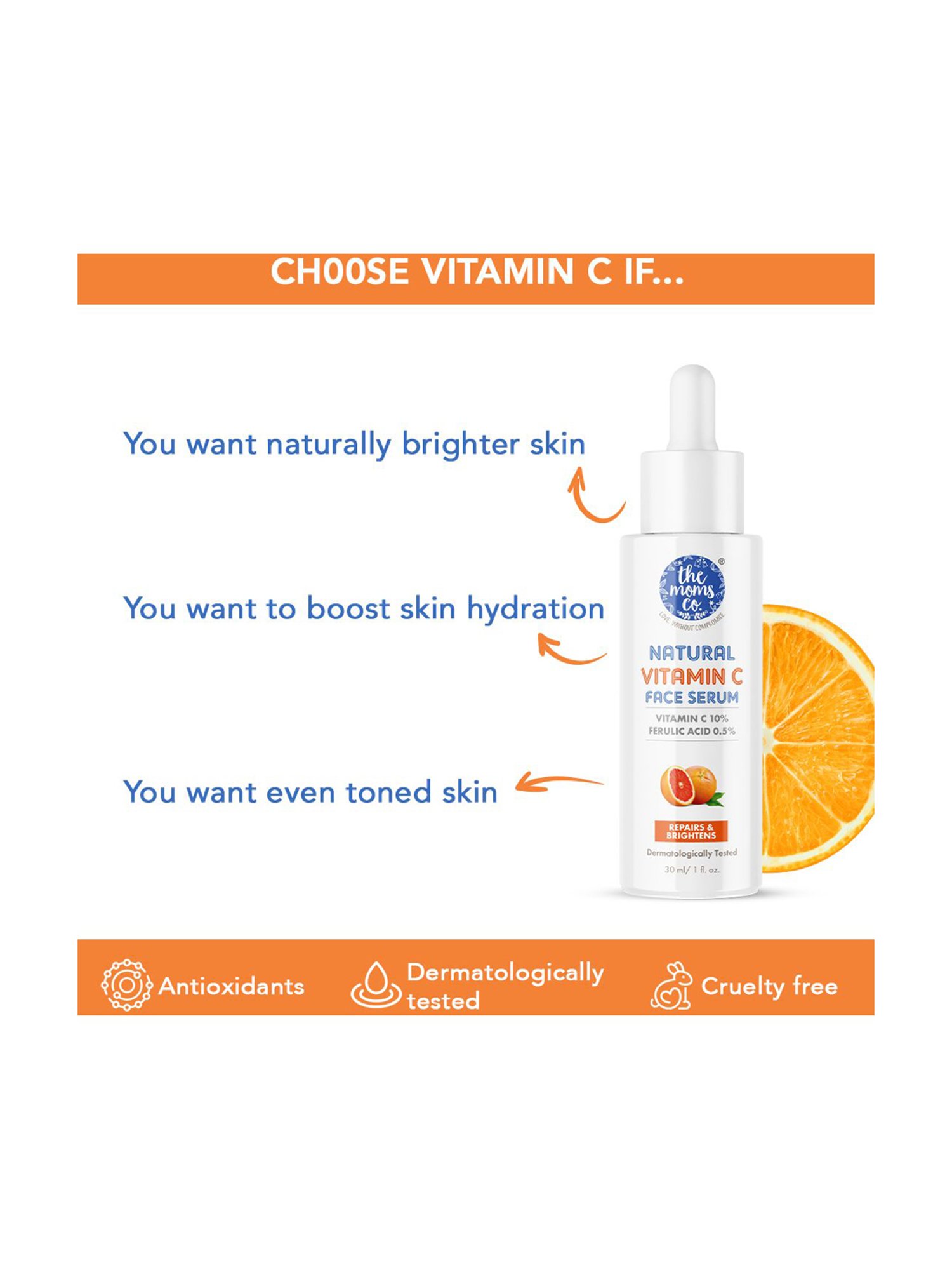 The Moms Co. Natural 10% Vitamin C Face Serum - 30 ml