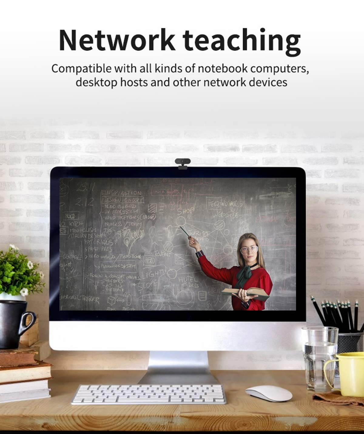 Webcam with Microphone, Web Cameras for Computers, USB PC Desktop Teaching Camera, Wide Angle Live Streaming 1080P HD Web Cam for OBS Xbox XSplit Skype Facebook, Compatible for Laptop Mac OS Windows
