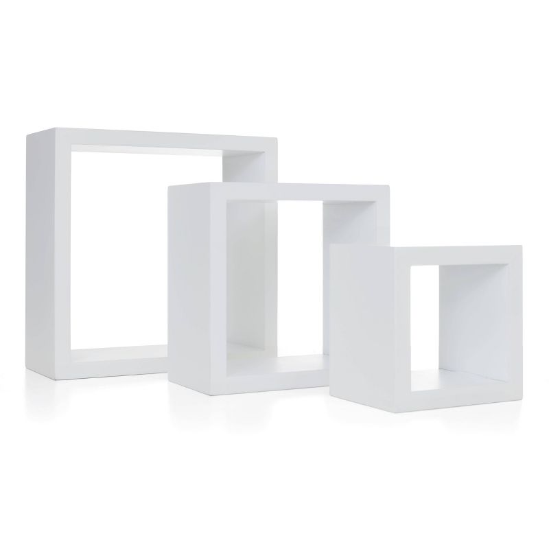 Set of 3 Cubbi Floating Wall Shelves White