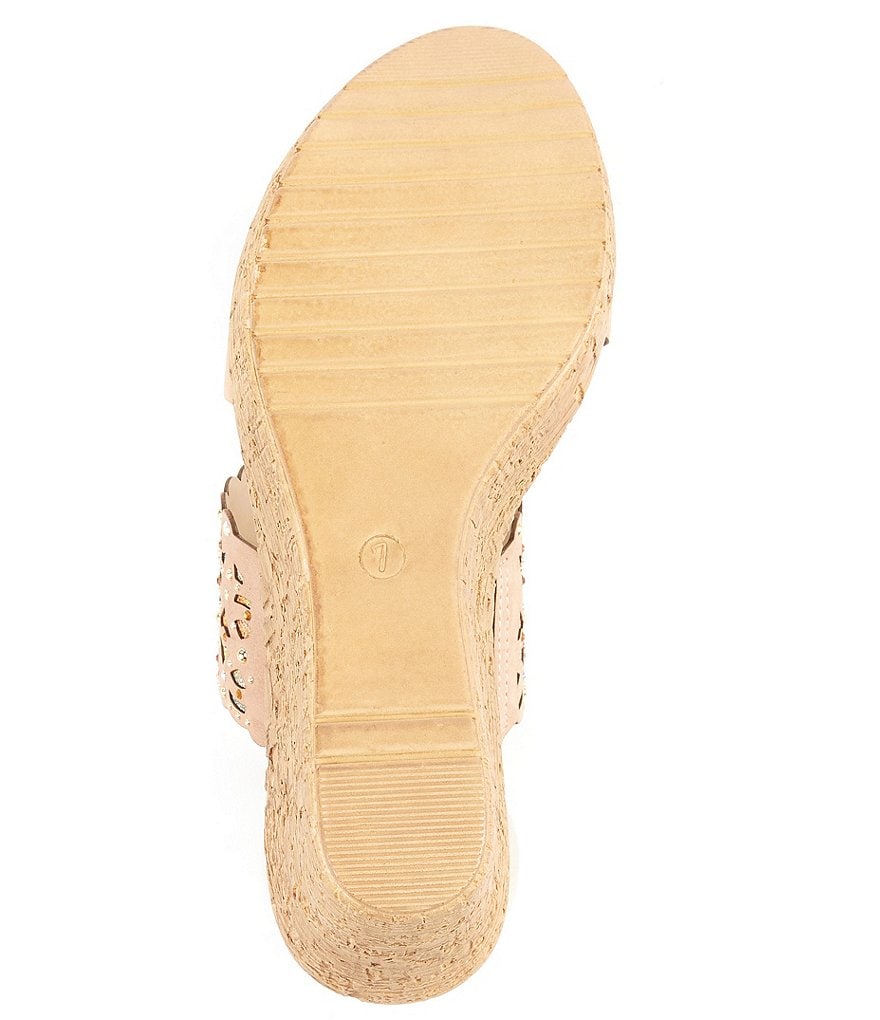 Onex Oppal Leather 2 Band Cork Wedge Slides