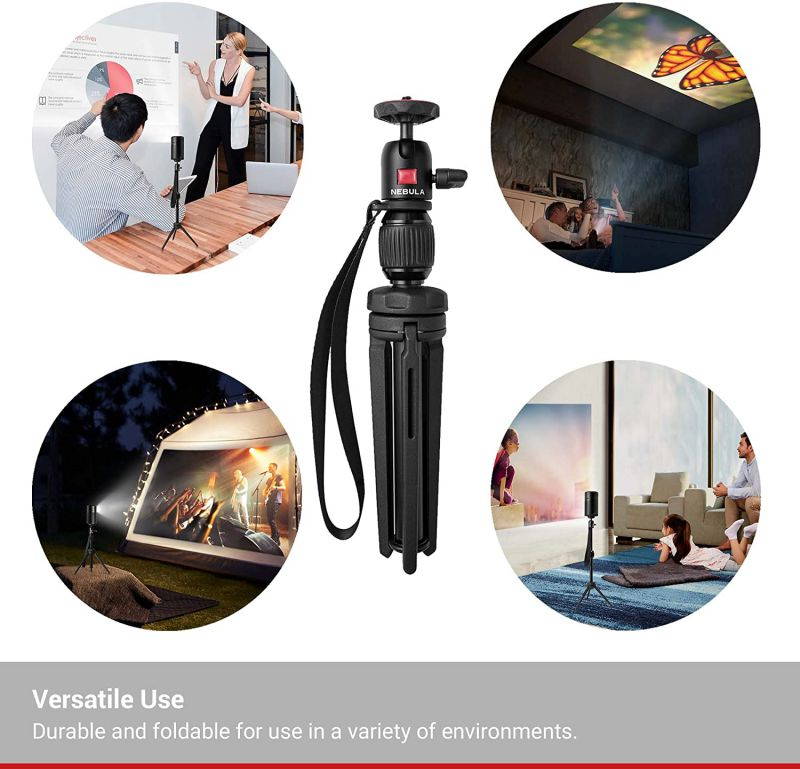 Anker Nebula Capsule Series Adjustable Tripod Stand, Compact, Aluminum Alloy Portable Projector Stand for Capsule, Capsule Max, and Capsule II with Universal Mount and Swivel Ball Head