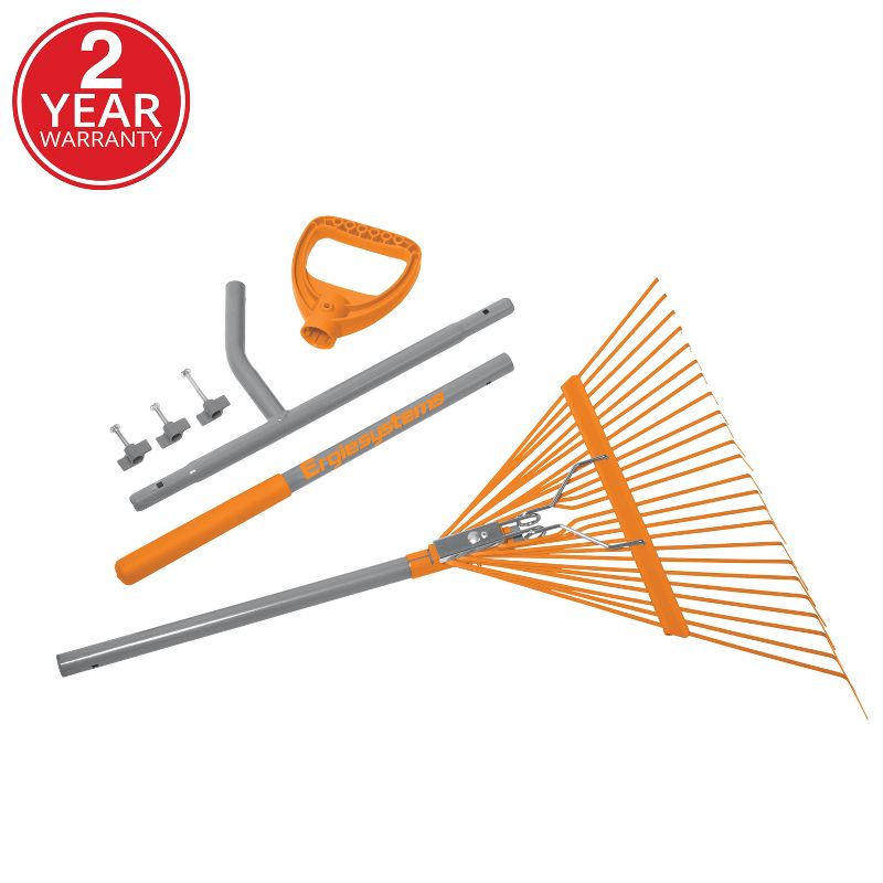 Ergie Systems ERG-LFRK24 Steel Shaft Strain Reducing Steel Leaf Rake | 54-Inch Shaft | 24 Tines