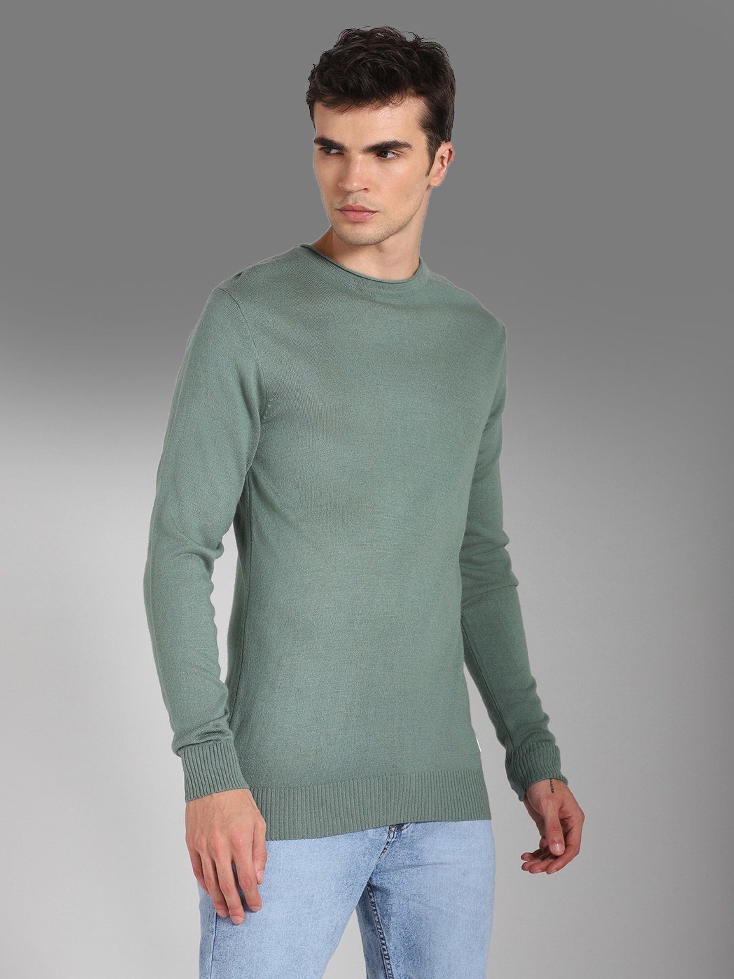 High Star Green Regular Fit Sweater