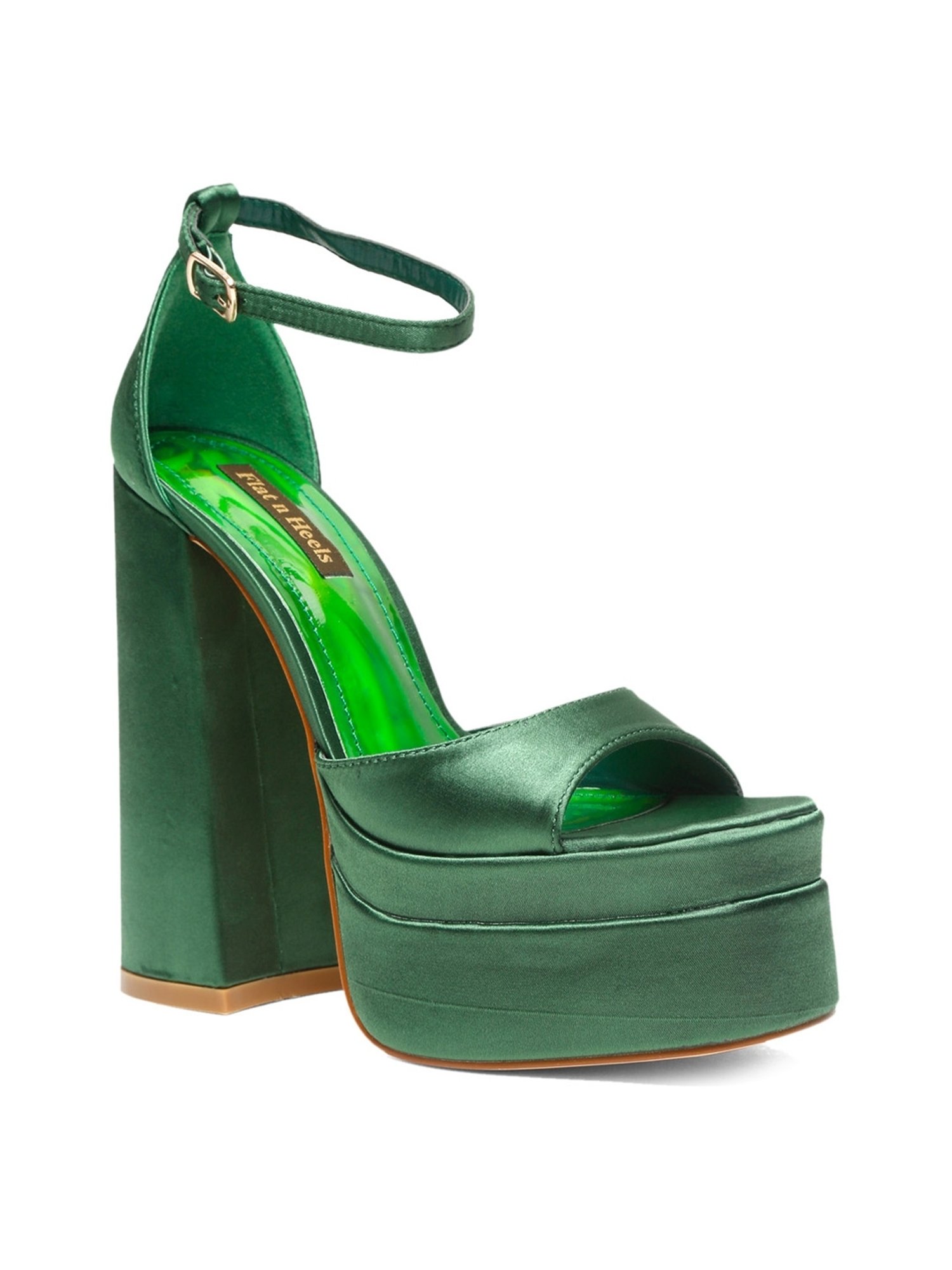 Flat N Heels Women's Green Ankle Strap Sandals