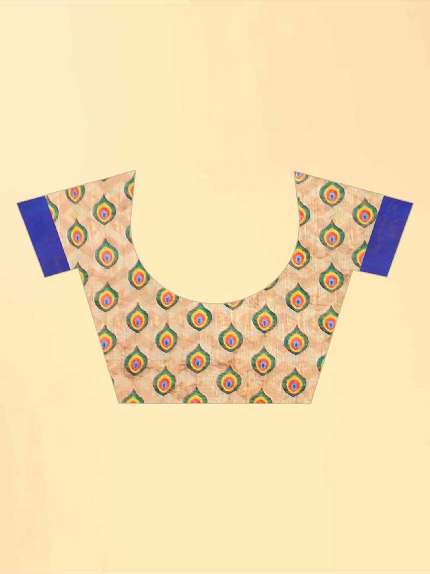 Silk Land Blue Printed Saree With Unstitched Blouse