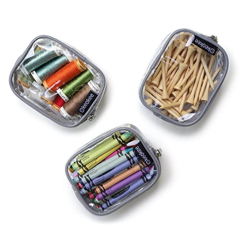 Small Clear Cosmetic Cases or Multipurpose Bags Organizer and Travel Packing Pouches Set of 3