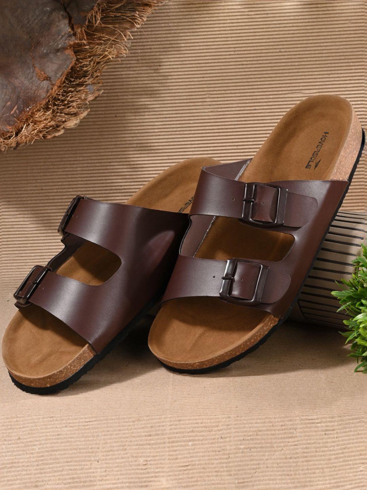 Hoversole Men's Brown Cork Casual Sandals