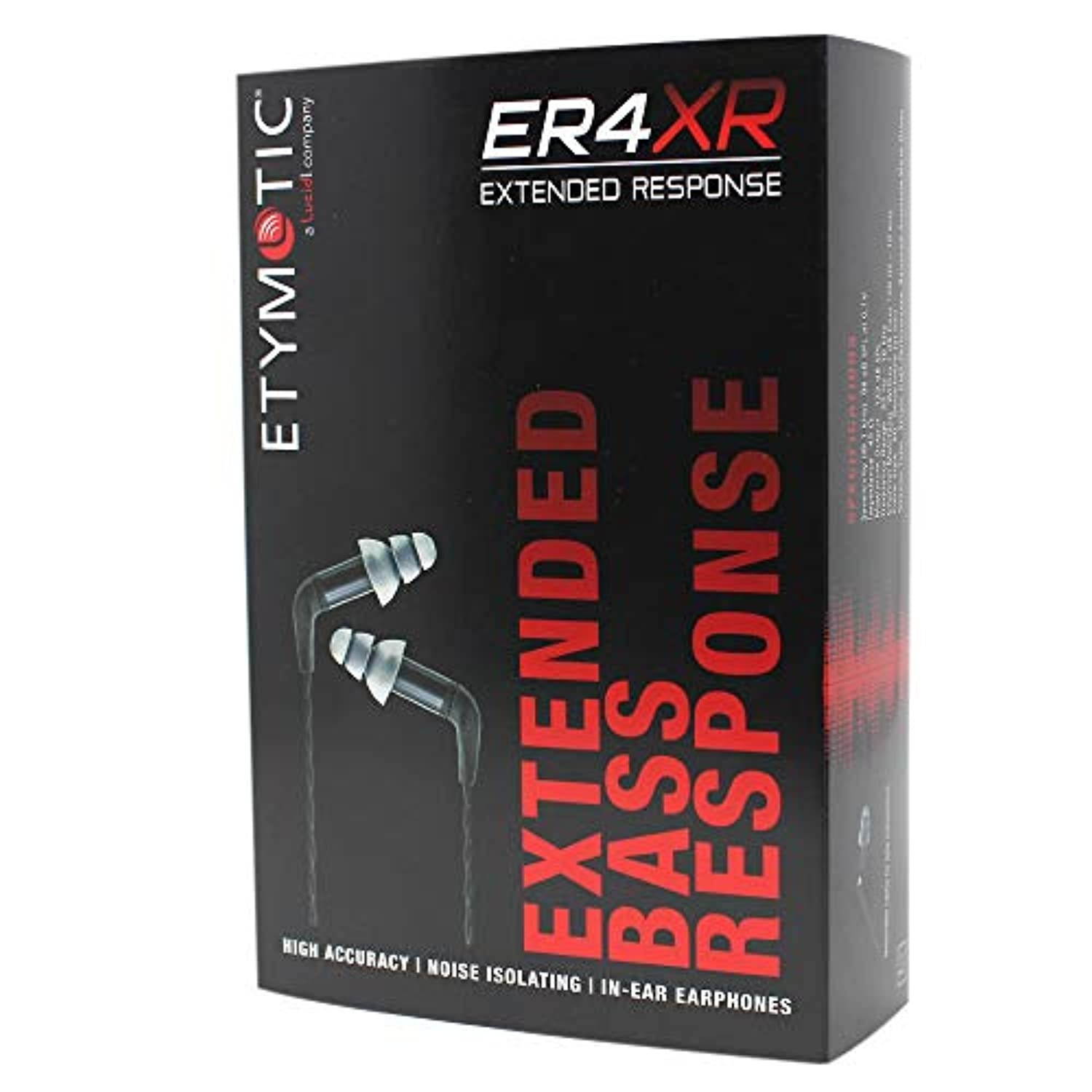 Etymotic Research ER4XR Extended Response Precision Matched In-Ear Earphones (Detachable Balanced Armature Drivers, Noise Isolating, High Fidelity, World Leader Response Accuracy) (ER4XR)