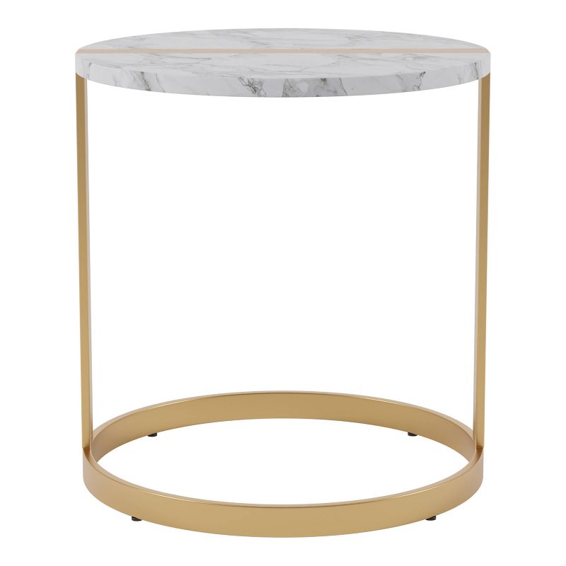 Aldergrove Round Side Table Gold/White - miBasics