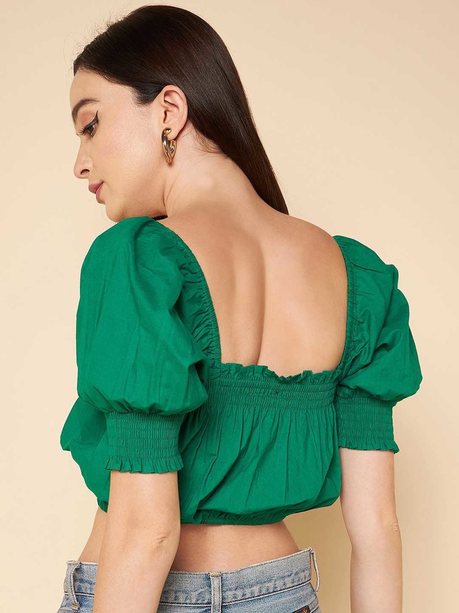 High Star Green Crop Top