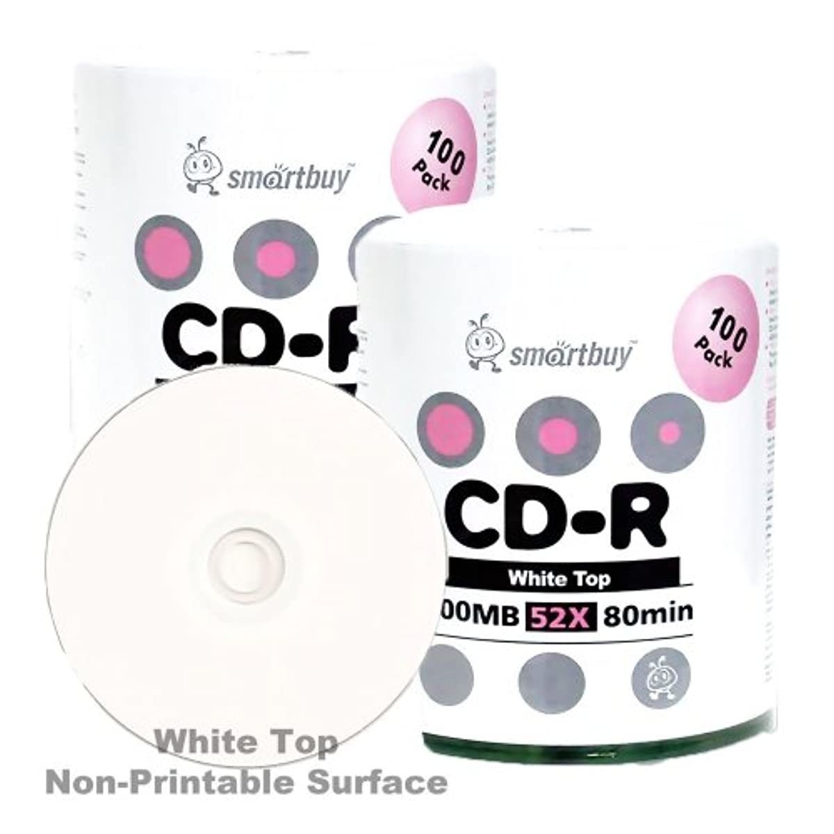 Smartbuy 700mb/80min 52x CD-R White Top Blank Video Recordable Media Disc (200-Disc)