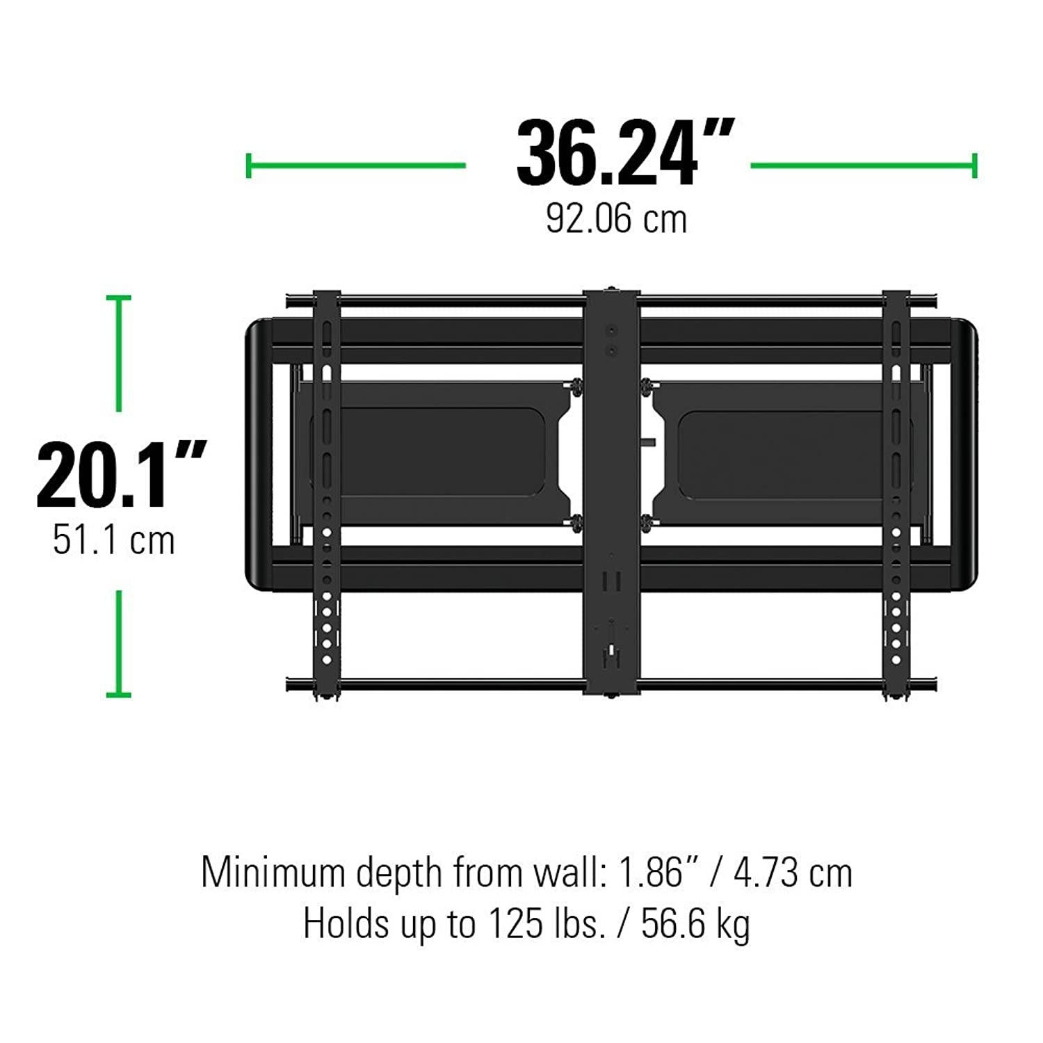 Sanus Premium Full Motion Super Slim TV Wall Mount Bracket for 40" 84" TVs Holds Your TV Only 1.86 from The Wall Features 8 of Tilt, 50 of Swivel, 13.5 of Extension VLF613 B1, Black
