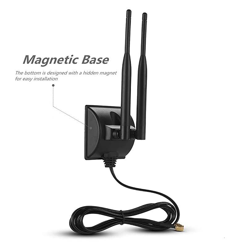 WiFi Antenna with Extension Cable 6.5Ft RP-SMA Male Connector, 2.4GHz/5GHz Band Antenna Magnetic Base for WiFi Wireless Router Mobile Hotspot Signal Enhancement