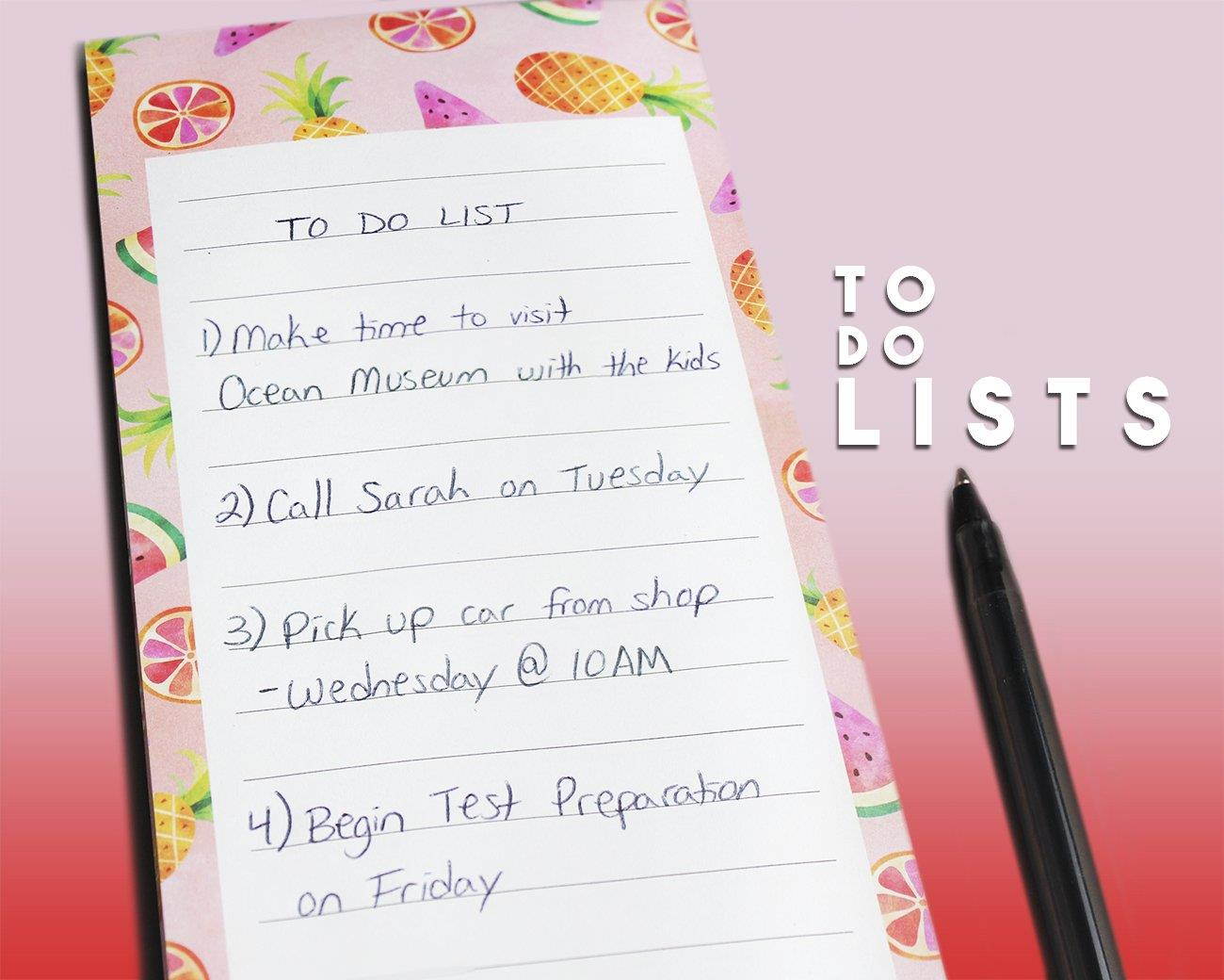 Juvale to-do-List Notepad - 6-Pack Magnetic Notepads, Grocery List Magnet Memo Pad Shopping, to Do List, Reminders More, Colorful Fruit Designs, 60 Sheets per Pad, 3.5 x 9 inches