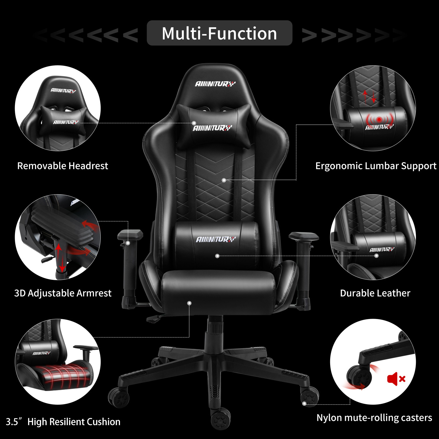 AMINITURE Gaming Chair Ergonomic Office Computer Chairs Racing Reclining Chairs for Adults Gamer High Back Support Adjustable Desk Chair