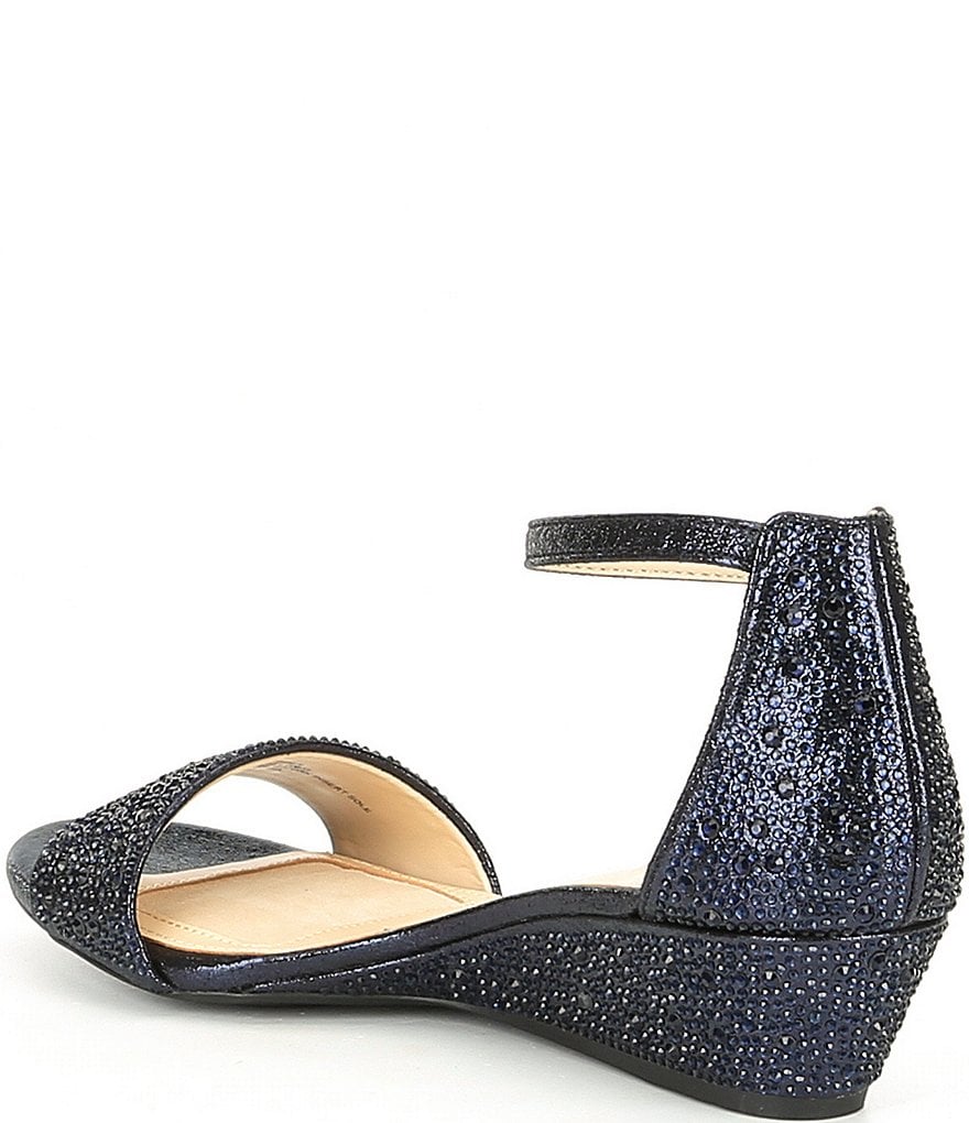 Alex Marie Mairithree Rhinestone Embellished Ankle Strap Wedge Sandals