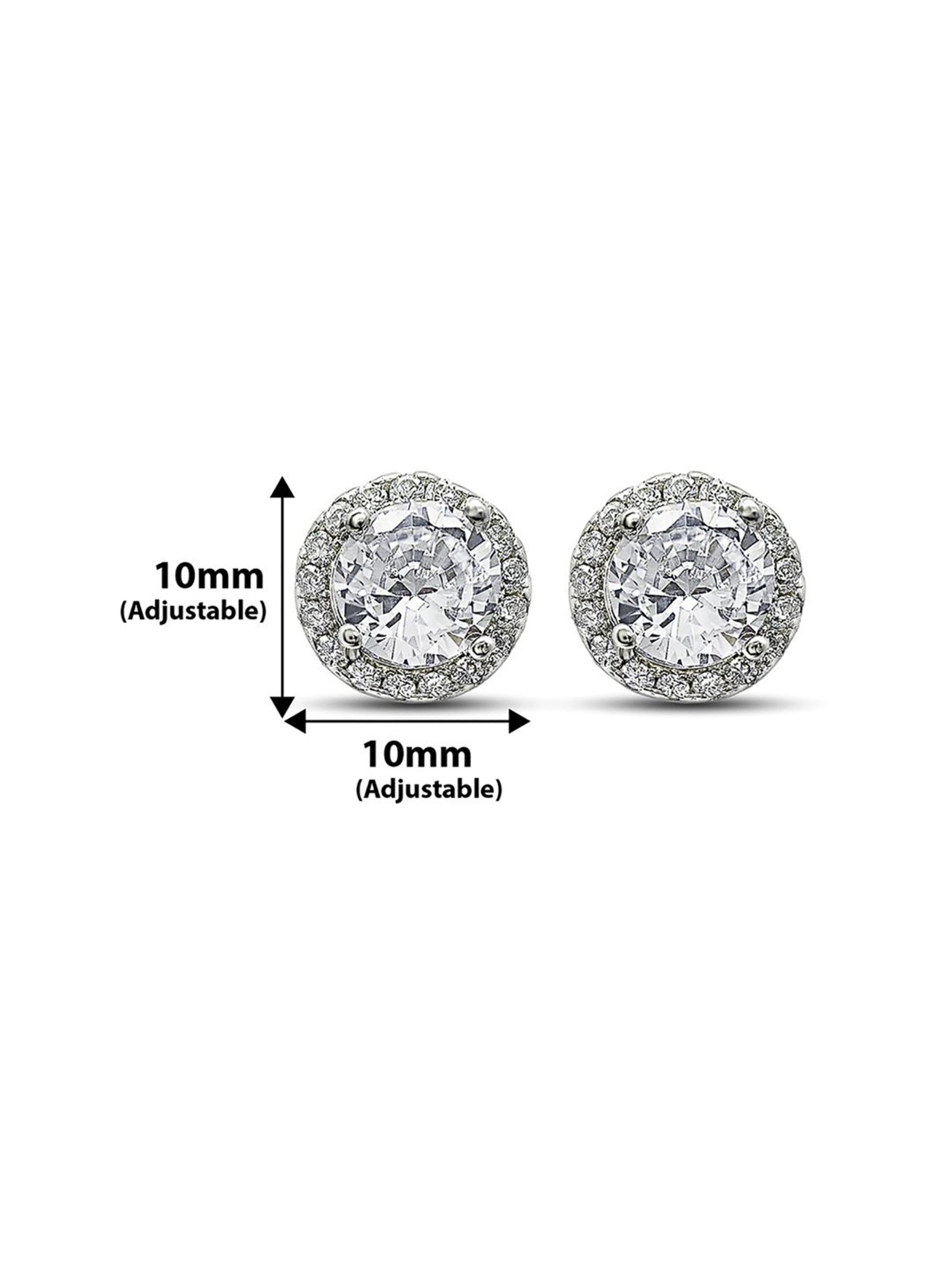 Silberry 92.5 Sterling Silver Deluxe Crystal Stud Earrings for Women