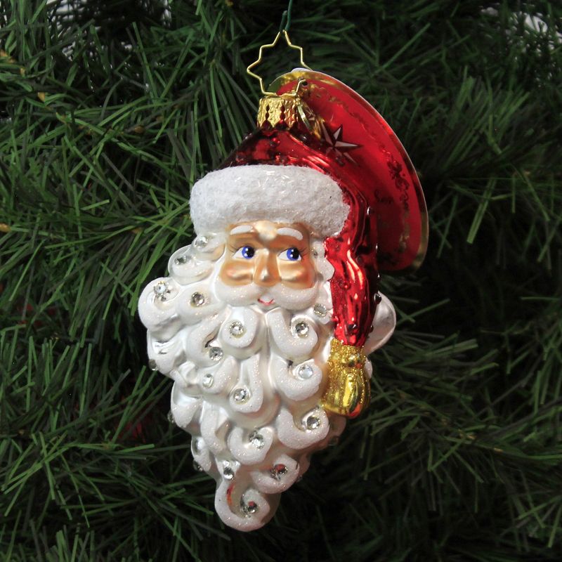 Christopher Radko 4.5" Grinning Santa Ornament Christmas Curlycue  -  Tree Ornaments