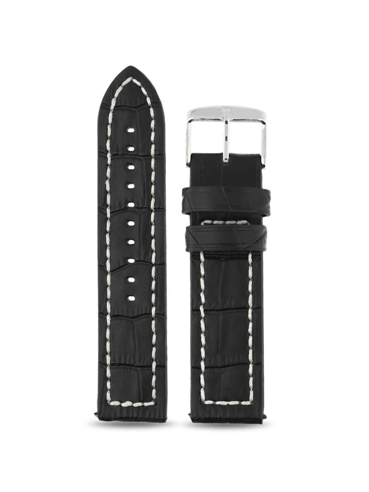 Titan 22 mm Black Genuine Leather Strap for Men