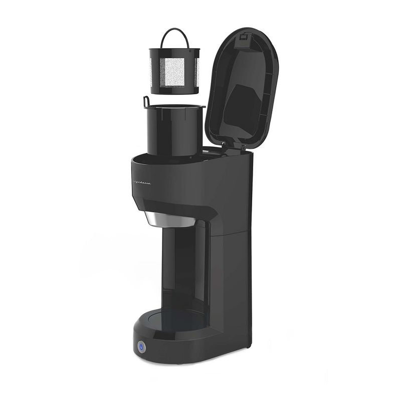 Frigidaire ECMK088 Retro 1 Cup Single Serve Coffee Maker with Brew Basket and Single Touch Control for Home Kitchen Countertop Brewing, Black