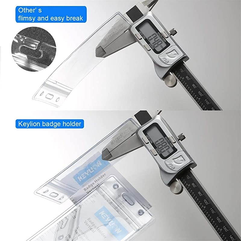 100 Pack ID Card Name Badge Holder, Heavy Duty Clear Transparent Plastic PVC Vertical Sleeve Pouch with Waterproof Type Resealable Zip