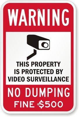 Warning No Dumping $500 Fine Sign