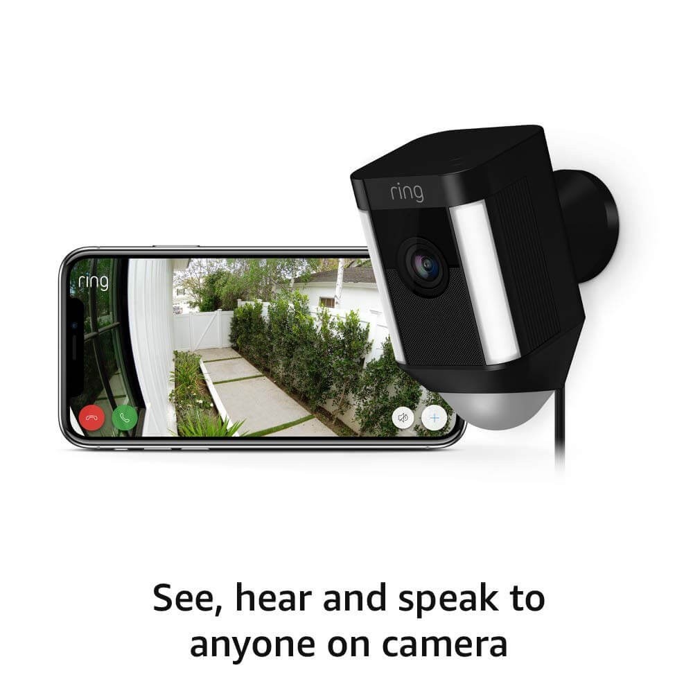 Ring Spotlight Cam Wired, HD Two Way Talk Security Camera Black