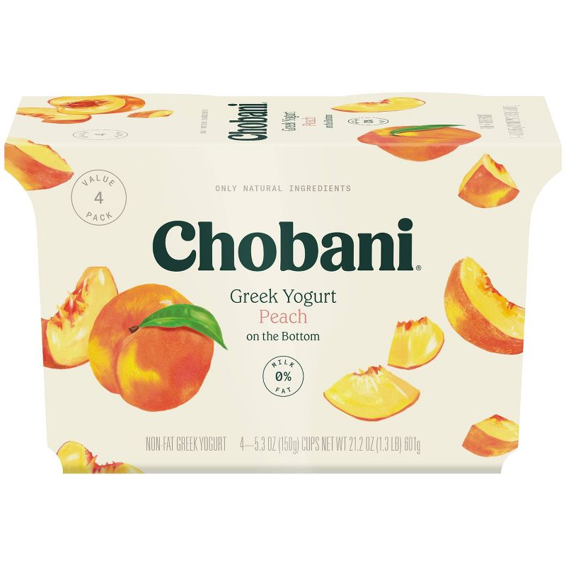 Chobani Non-Fat Peach on the Bottom Greek Yogurt - 5.3oz/4ct
