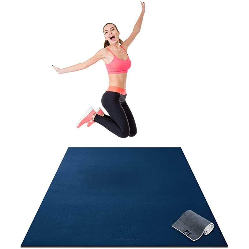 Large Exercise Mat - 6' x 4' x 1/4" Ultra Durable, Non-Slip, Workout Mats for Home Gym Flooring - Plyo, Jump, Cardio, MMA Mats - Use with or Without Shoes (72" Long x 48" Wide x 6mm Thick)