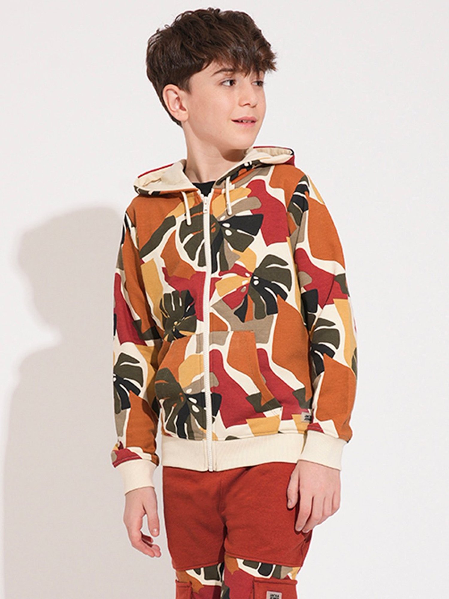 Allen Solly Junior Orange Cotton Regular Fit Full Sleeves Sweatshirt