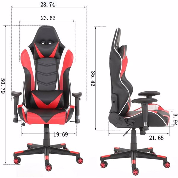 Gaming Chair, High Back PU Leather Office Chair, Adjustable Video Gaming Chairs, Swivel Racing Chair