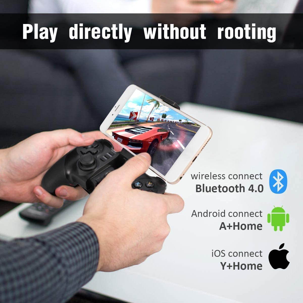Game Controller 2.4G Wireless Gamepad Bluetooth Gaming Joystick Compatible with iPhone iOS/Android Phone/PC Windows/Smart TV/TV Box/ PS3 &ndash; Black