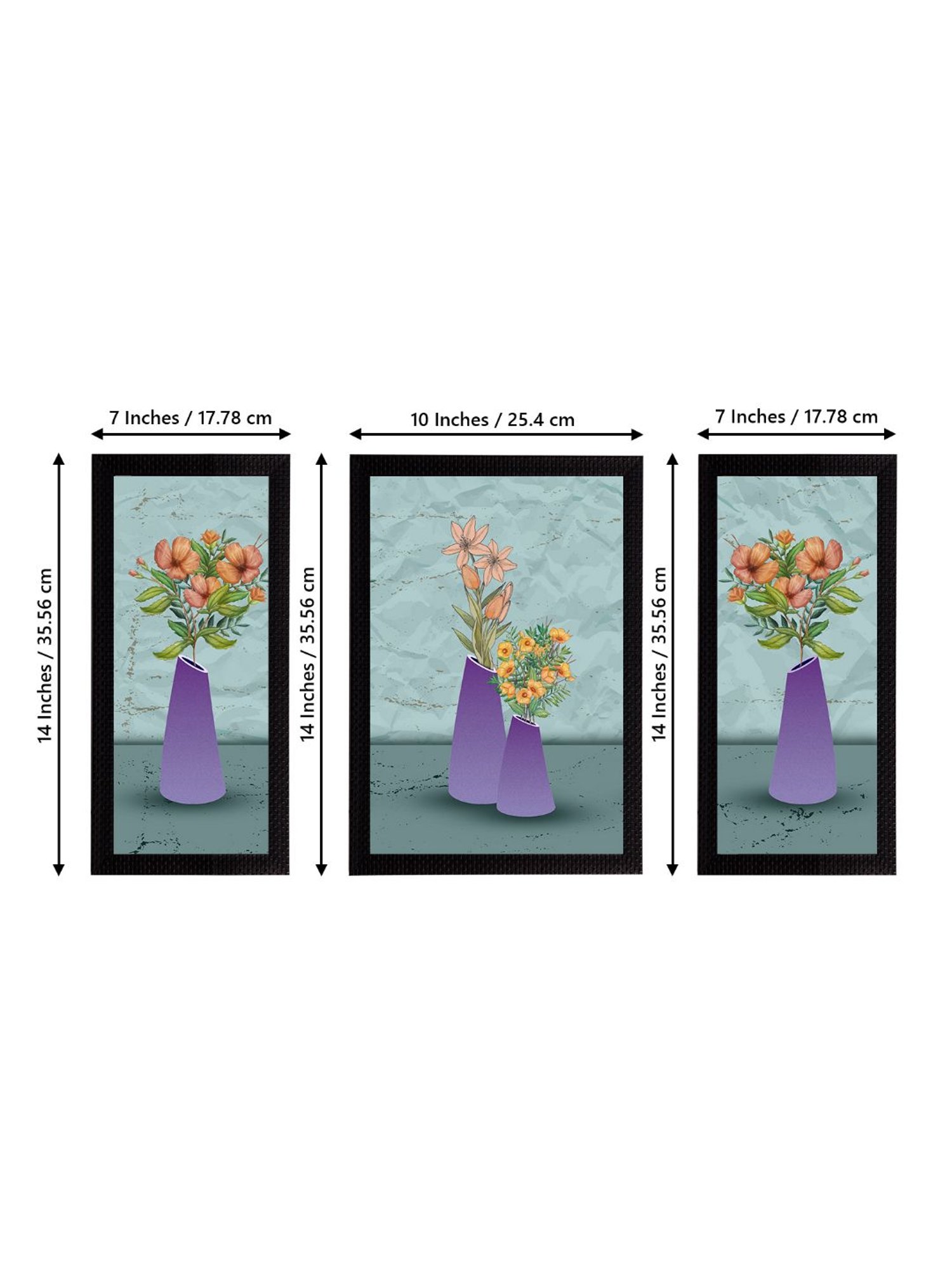 eCraftIndia Set of 3 Botanical and Floral Satin Matt Textured UV Art Painting