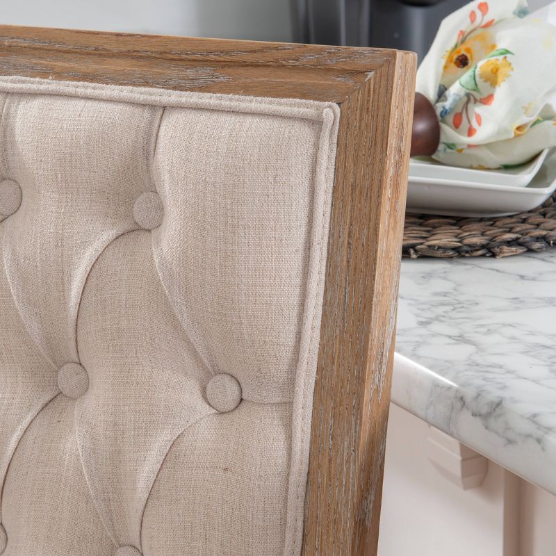 Avalon Linen Tufted Square Back Barstool White - Linon