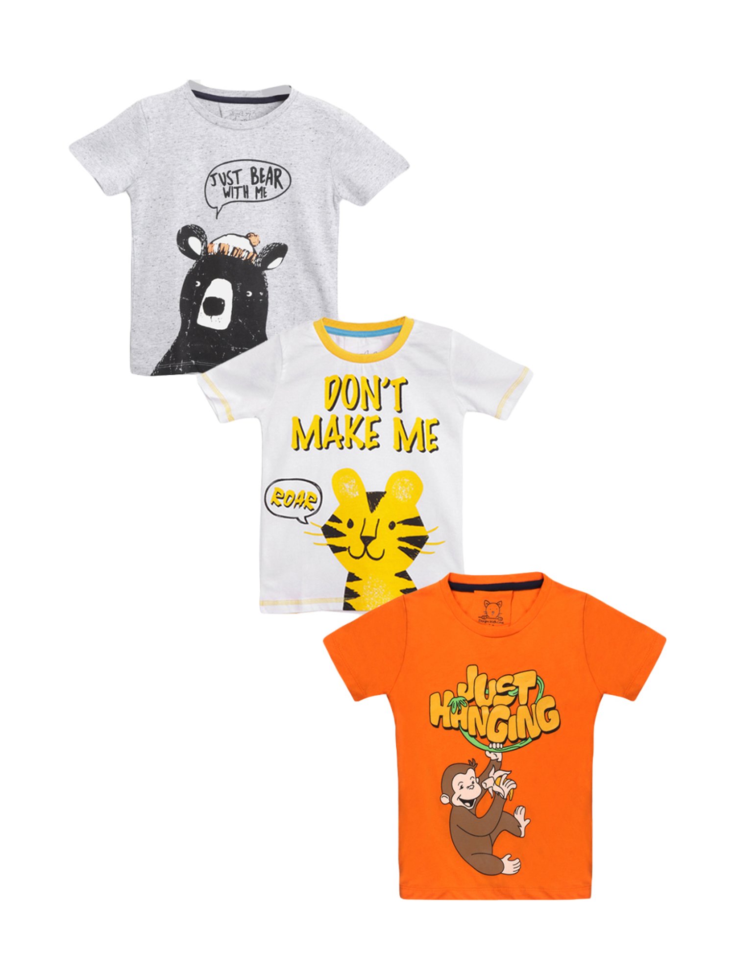 Lazy Shark Kids Multicolor Printed T-Shirts - Pack of 3