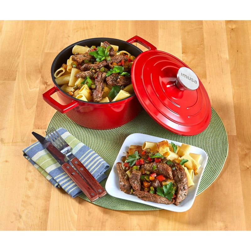 Imusa 5qt Red Cast Aluminum Dutch Oven with Lid
