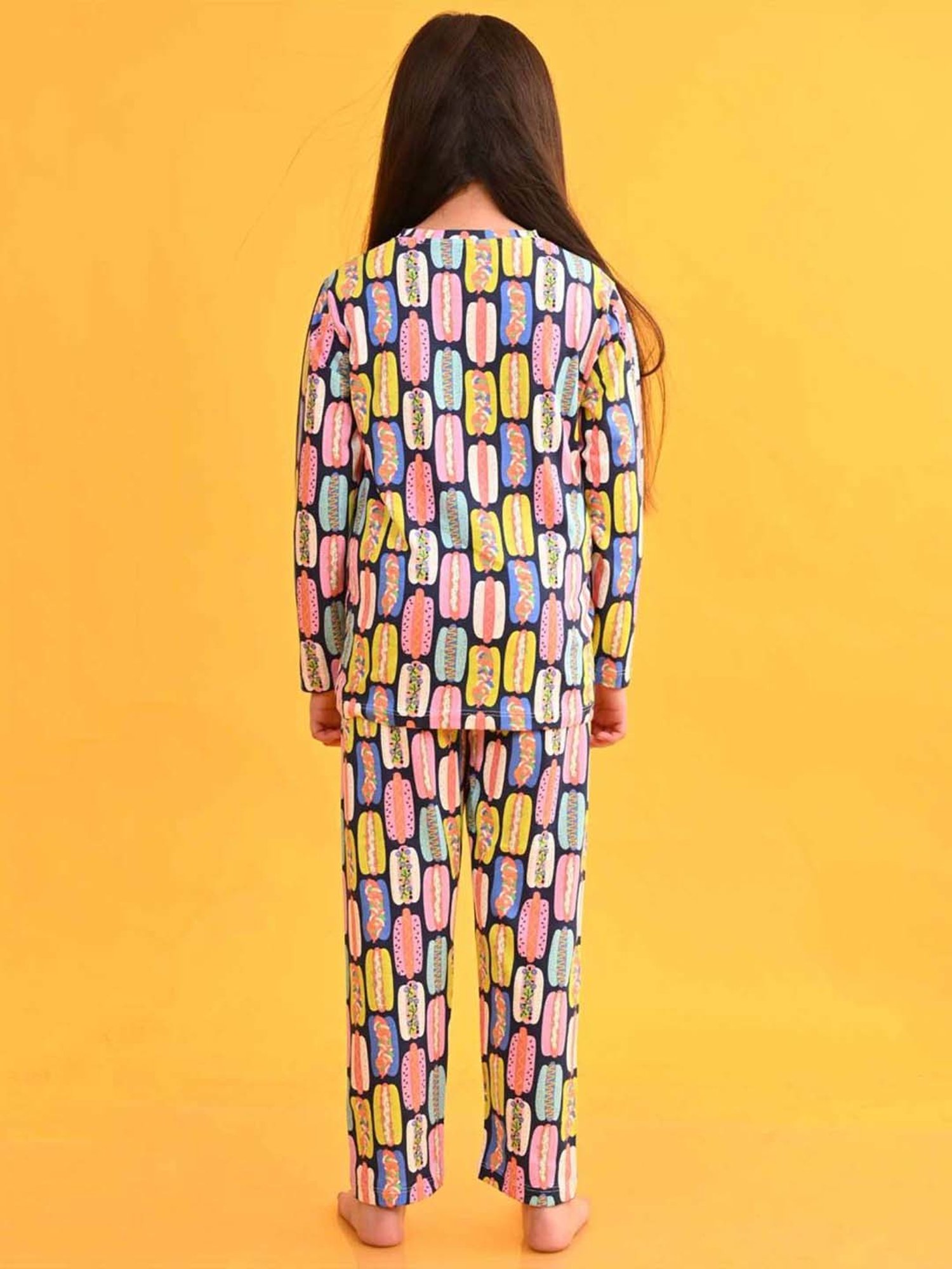 Anthrilo Kids Blue Cotton Printed Full Sleeves T-Shirt & Trouser