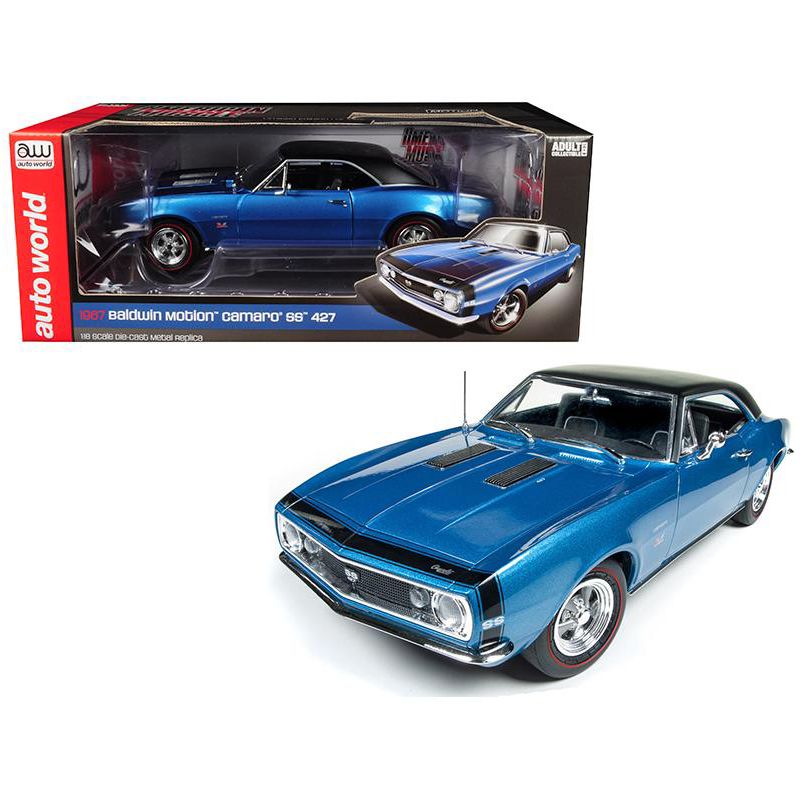 1967 Chevrolet Camaro SS 427 Baldwin Motion Blue 50th Anniversary Ltd Ed 1002 pcs 1/18 Diecast Model Car by Autoworld