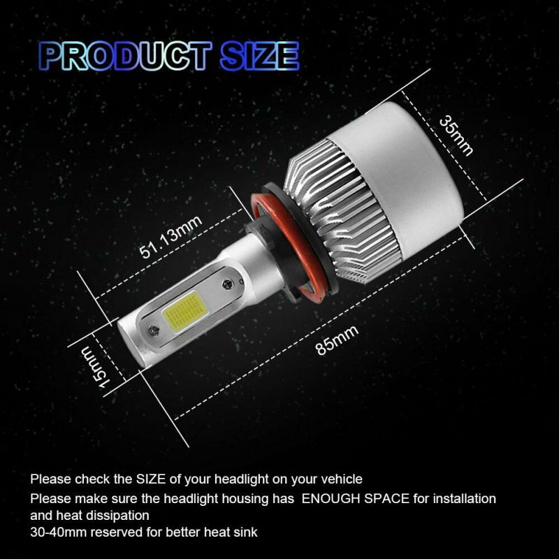 2x H11 H9 H8 400000LM 2200W 6500K COB LED Headlight Hi/Low Beam Fog Light Bulbs