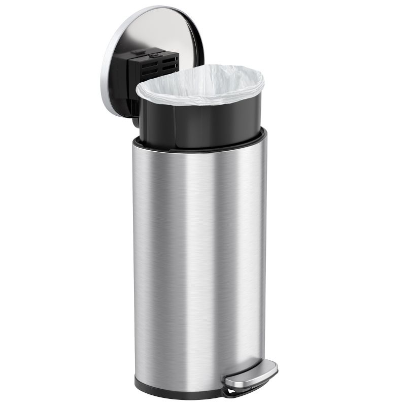 iTouchless Step Pedal Kitchen Trash Can with AbsorbX Odor Filter and Removable Inner Bucket 8 Gallon Semi-Round Stainless Steel