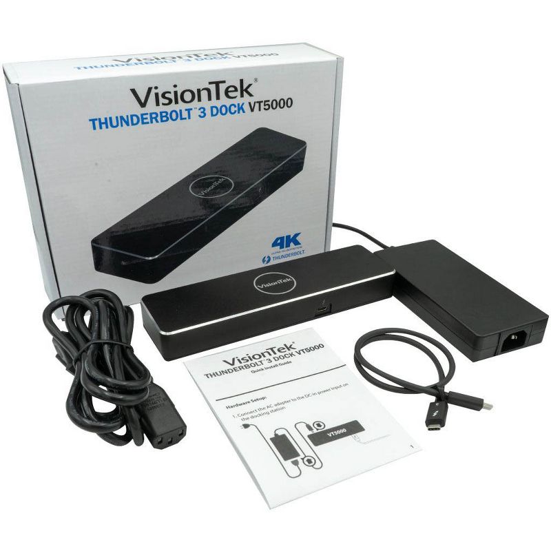 VisionTek VT5000 Dual 4K Thunderbolt 3 Dock - for Notebook/Desktop PC - 87 W - USB Type C - 3 x USB Ports - 2 x USB 3.0 - Network (RJ-45) - HDMI - VGA