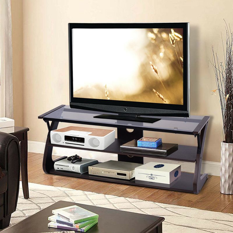 Costway 3-Tier Tempered Glass Top TV Stand Entertainment Center Media Console Furniture