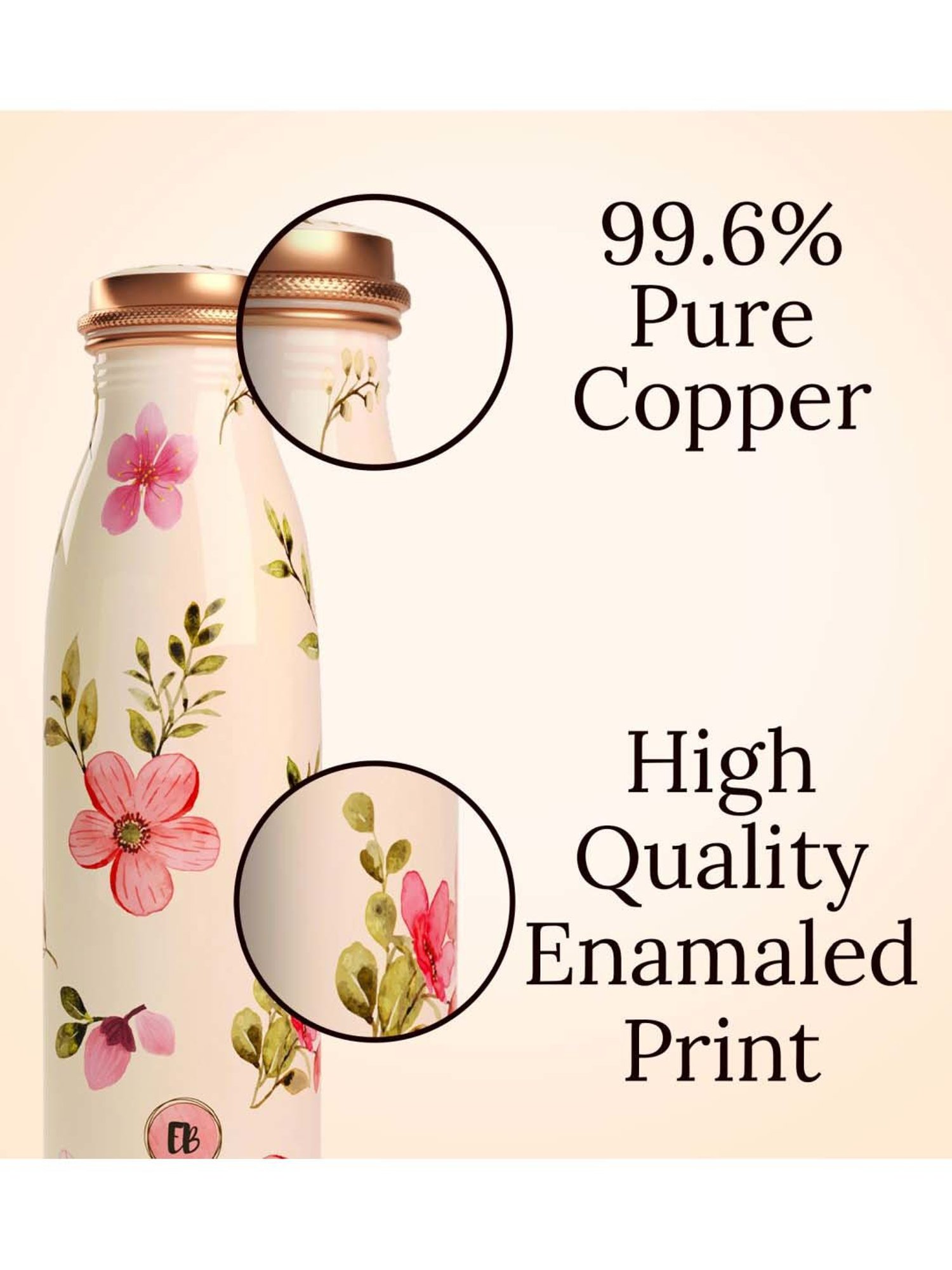 Everything Beautiful Cream Copper Water Bottle - Seamless (0.95 L)