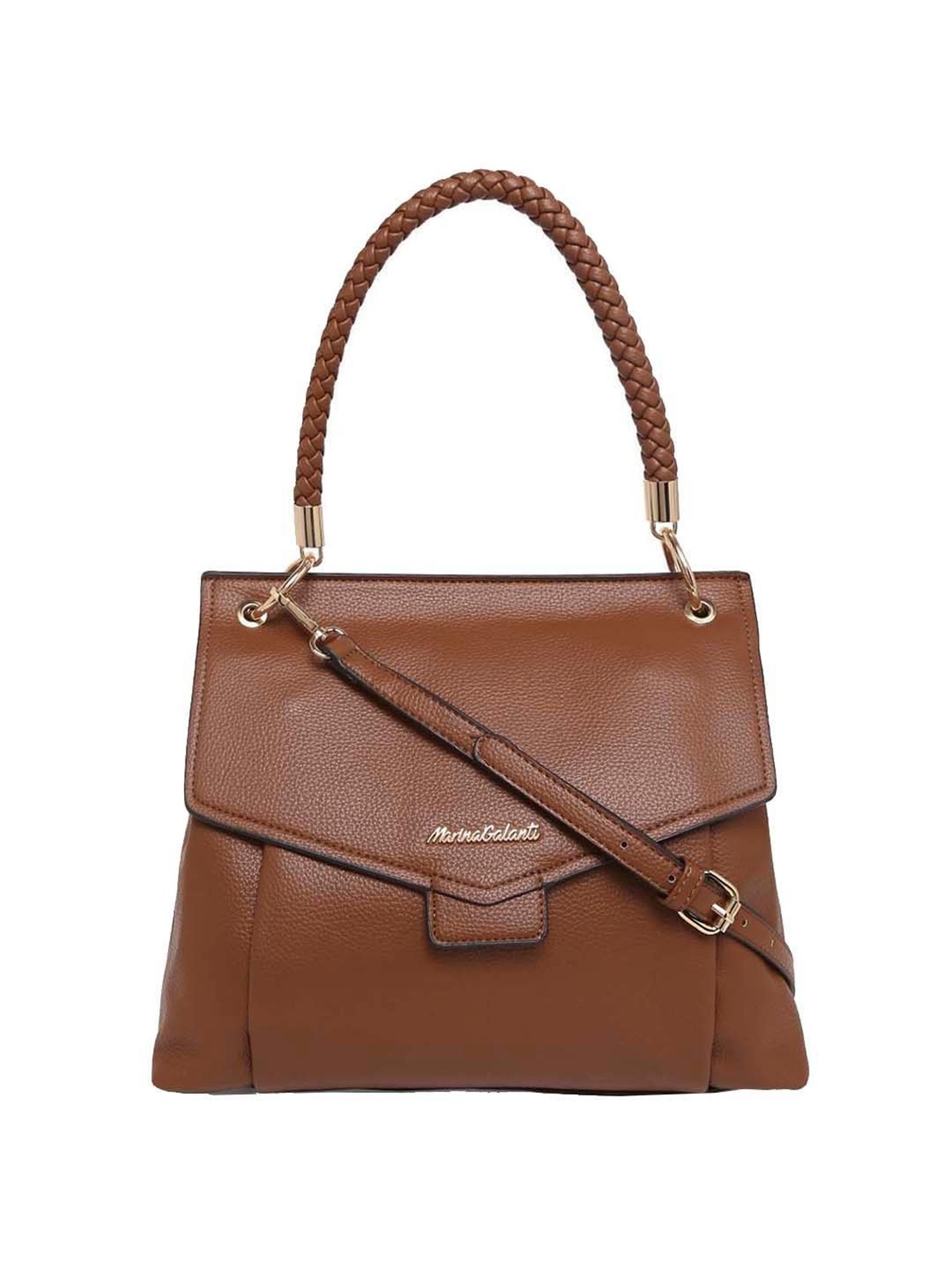 Marina Galanti Brown Solid Medium Satchel Handbag