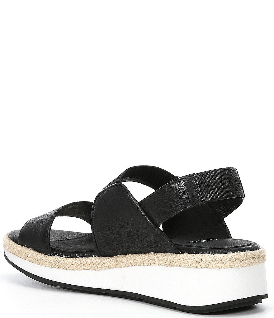 Eileen Fisher Dash Leather Elastic Platform Wedge Sandals