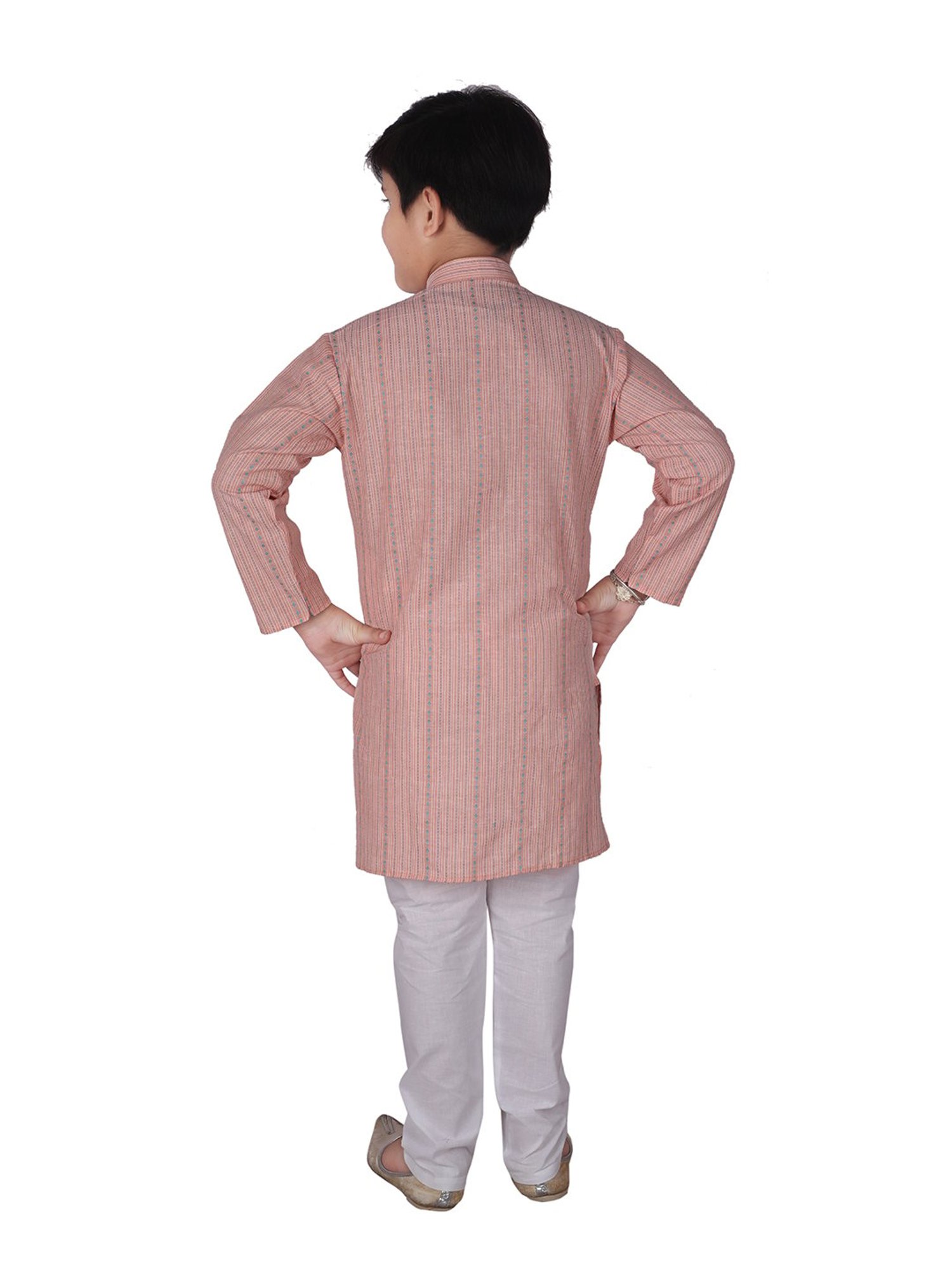 Pro-Ethic Style Developer Kids Dusty Pink & White Printed Full Sleeves Kurta with Pyjamas