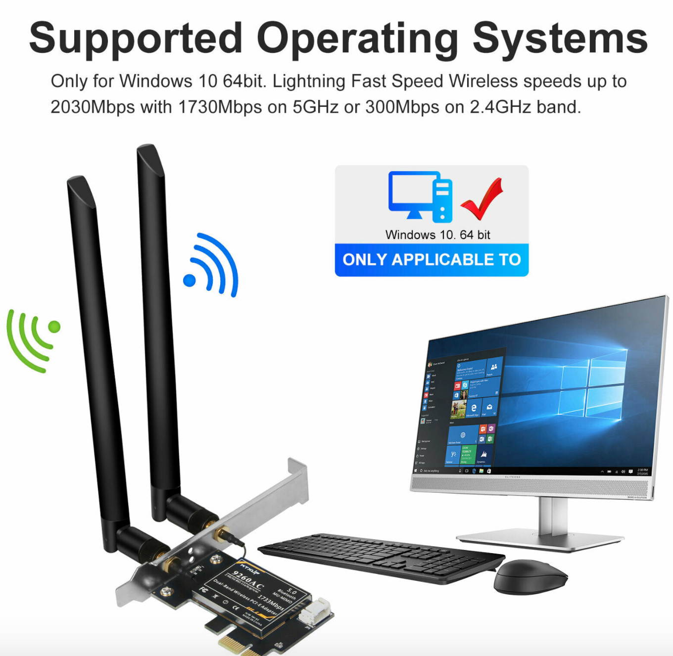 2030Mbps 5Ghz Dual Band WiFi PCIE Card PCI-E X1 Wireless Bluetooth 5.0 Adapter