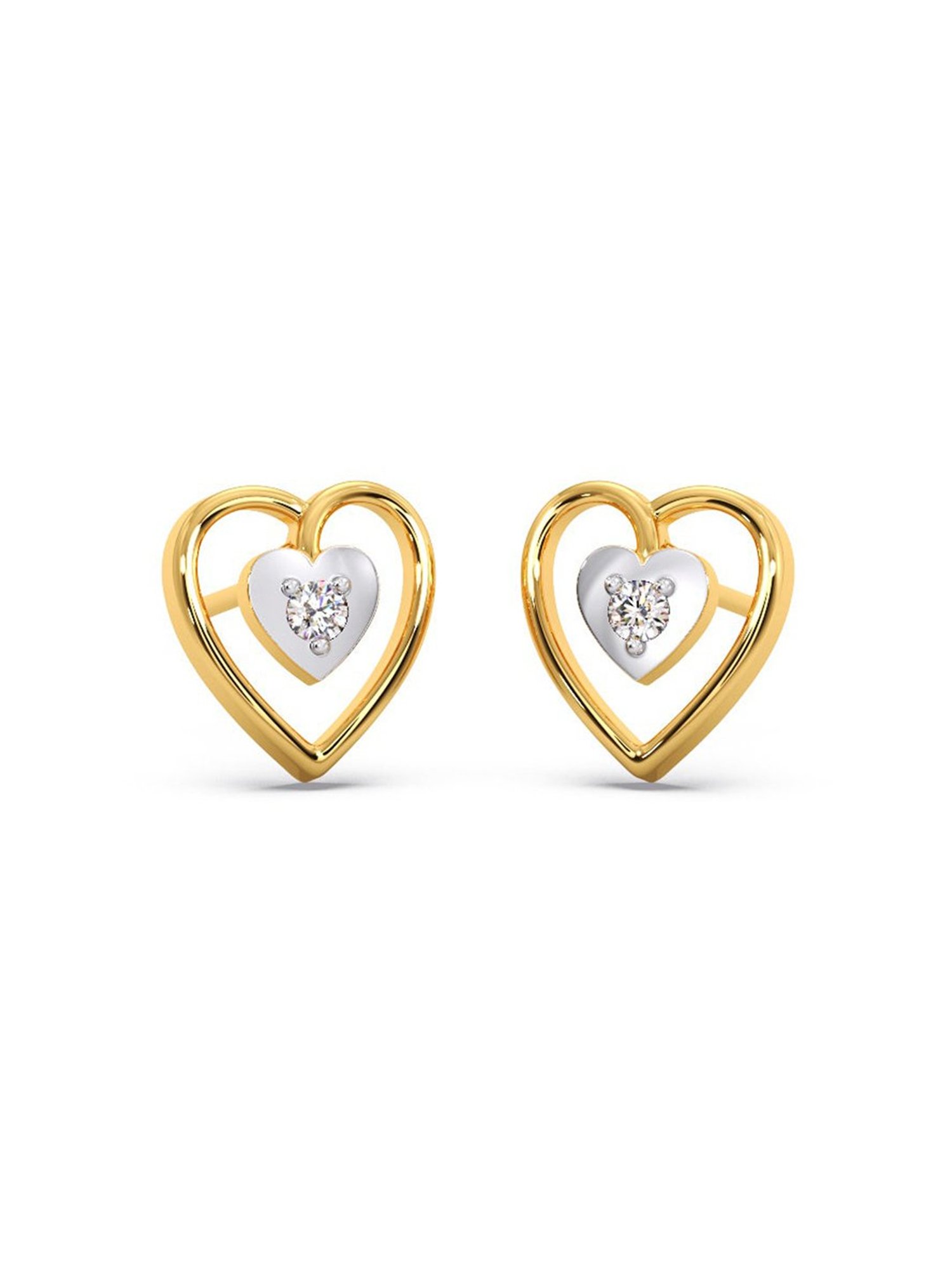 Candere by Kalyan Jewellers Stylish 18K Yellow Gold and Diamond Stud Earrings