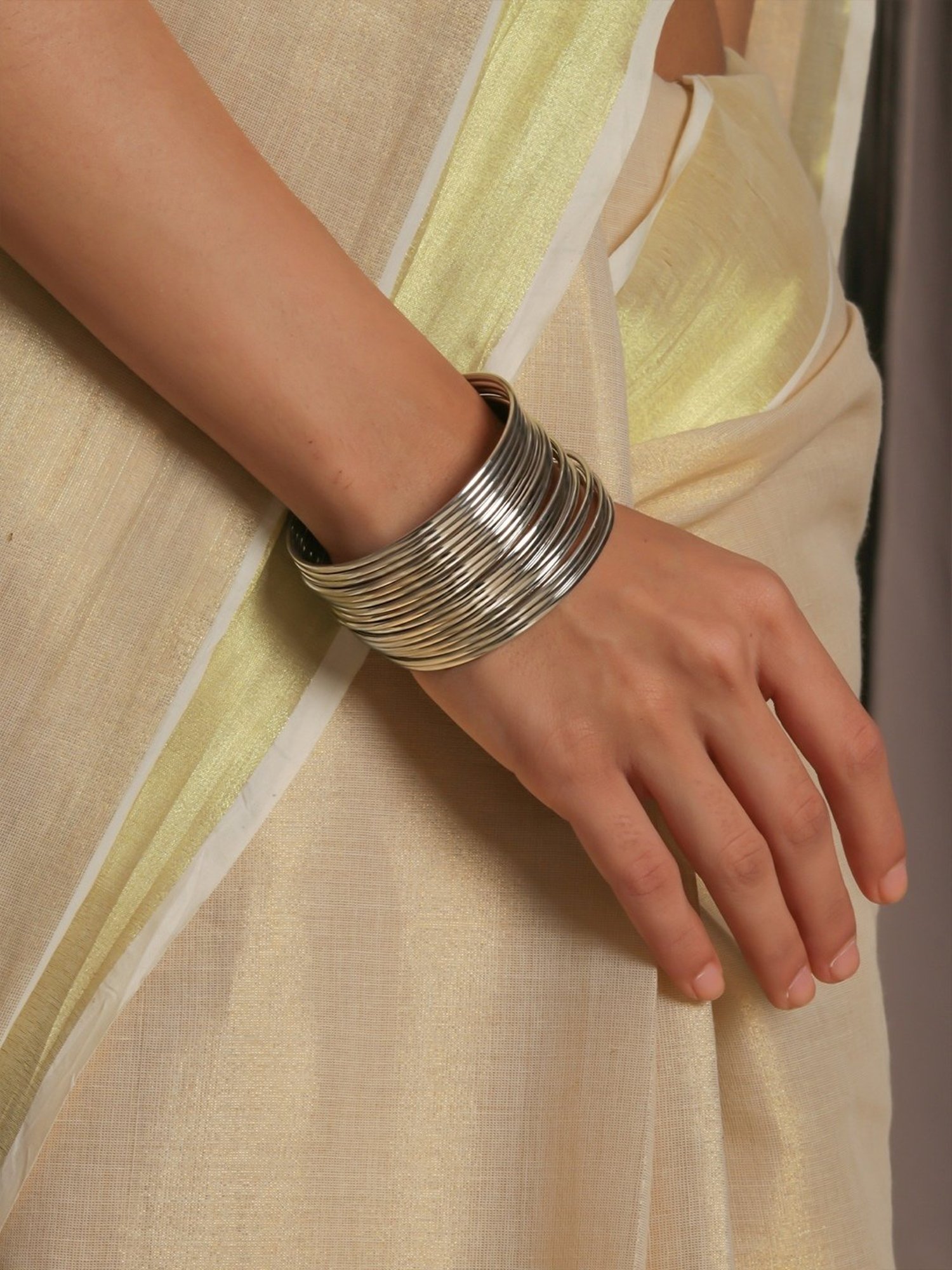 ToniQ Silver-Plated Metal Classic Bangle - Set Of 18